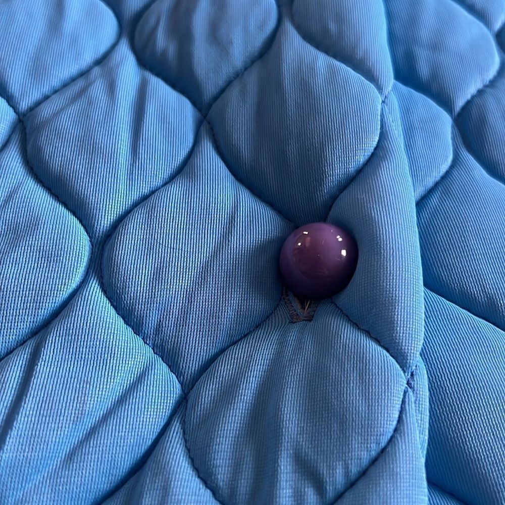 VTG 60s Lynn Caryl Chicago quilted nylon trench jacket light blue size L EUC - Picture 13 of 13